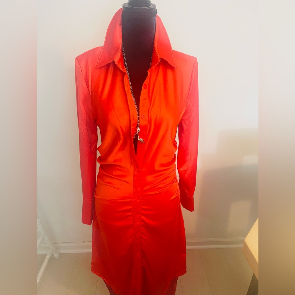 Satin Shirt Dress